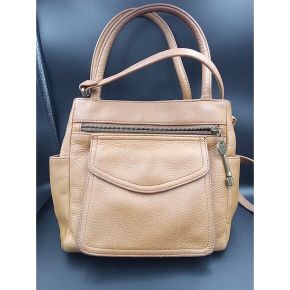 FOSSIL Purse Tan Genuine Leather Crossbody/Shoulder Handbag 75082 - Picture 15 of 16